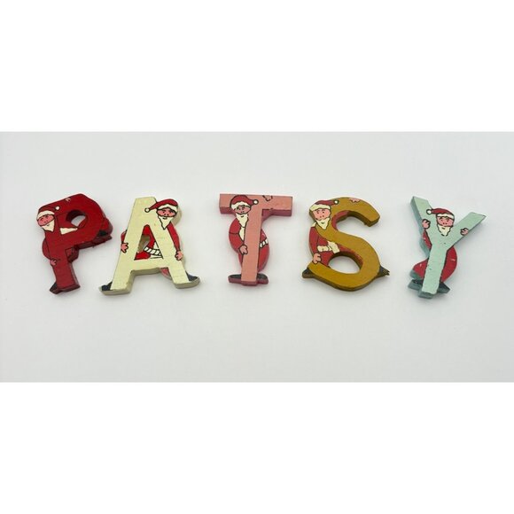 Vintage Wooden Christmas Santa Letters "PATSY" Hand Painted Wood Block Art - Picture 7 of 7
